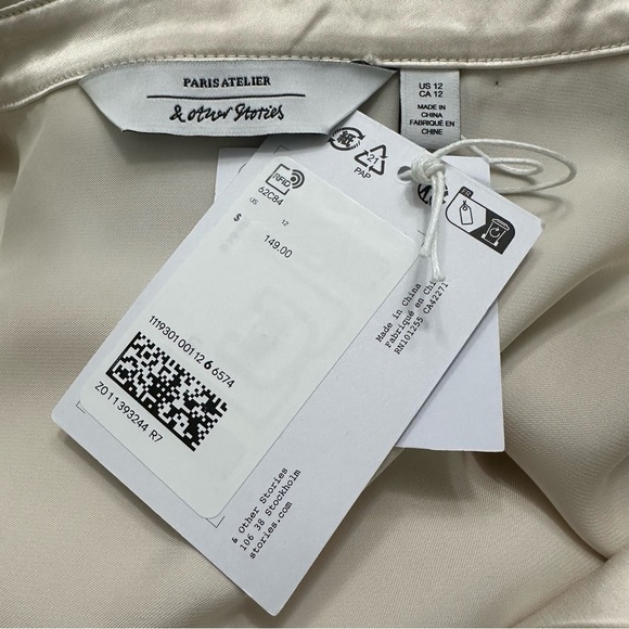 Other Stories Cut Out Mini Shirt Dress Black And White Size 12 NWT Retail $149 - Picture 2 of 8